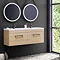 Arezzo Rustic Oak Wall Hung Double Basin Vanity Unit (1205mm w. Mat Black Handles) Large Image