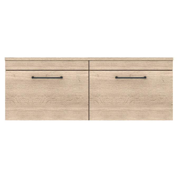 Arezzo Rustic Oak Wall Hung Double Countertop Vanity Unit (1200mm w. Matt Black Handles) Standard Large Image