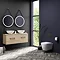 Arezzo Rustic Oak Wall Hung Double Countertop Vanity Unit incl. 2 Basins (1200mm w. Matt Black Handl