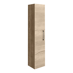 Arezzo Rustic Oak Wall Hung Tall Storage Cabinet with Matt Black Handle Large Image