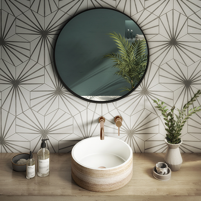 Arezzo Rustic Patterned Round Counter Top Basin - 410mm Diameter  Feature Large Image