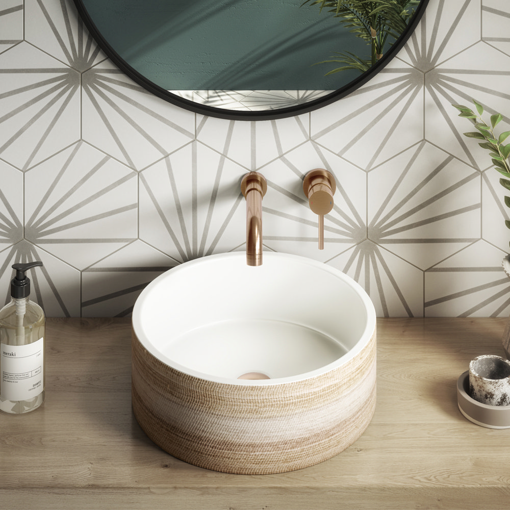 Arezzo Rustic Patterned Round Counter Top Basin 410mm Diameter