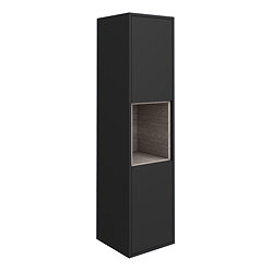 Arezzo Senza 1400mm Matt Black / Vicenza Oak Wall Hung Tall Unit