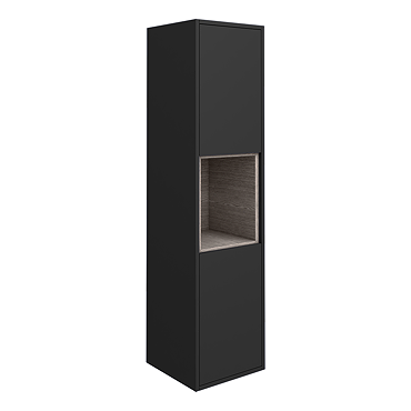 Arezzo Senza 1400mm Matt Black / Vicenza Oak Wall Hung Tall Unit  Profile Large Image