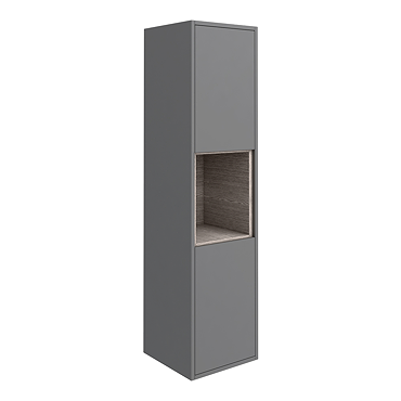 Arezzo Senza 1400mm Matt Grey / Vicenza Oak Wall Hung Tall Unit  Profile Large Image