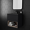Arezzo Senza 500mm Matt Black / Vicenza Oak Wall Hung Vanity Unit with Open Shelf + Matt Black Slimline Basin