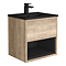 Arezzo Senza 500mm Rustic Oak / Matt Black Wall Hung Vanity Unit with Open Shelf + Matt Black Slimline Basin