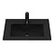 Arezzo Senza 600mm Matt Black / Vicenza Oak Wall Hung Vanity Unit with Open Shelf + Matt Black Slimline Basin