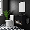 Arezzo Senza 600mm Matt Black / Vicenza Oak Wall Hung Vanity Unit with Open Shelf + Matt Black Slimline Basin