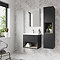 Arezzo Senza 600mm Matt Black / Vicenza Oak Wall Hung Vanity Unit with Open Shelf + Ceramic Basin