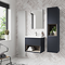 Arezzo Senza 600mm Matt Blue / Vicenza Oak Wall Hung Vanity Unit with Open Shelf + Ceramic Basin