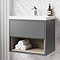 Arezzo Senza 600mm Matt Grey / Vicenza Oak Wall Hung Vanity Unit with Open Shelf + Ceramic Basin