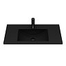 Arezzo Senza 800mm Rustic Oak / Matt Black Wall Hung Vanity Unit with Open Shelf + Matt Black Slimline Basin