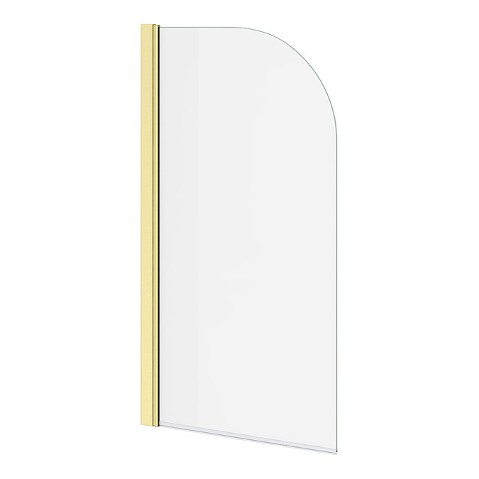 Arezzo Shower Bath (1700mm J Shaped with Brushed Brass Screen + Curved Panel)  Feature Large Image