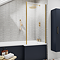 Arezzo Shower Bath - 1700mm L Shaped with Brushed Brass Screen + Matt Blue Panel