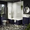 Arezzo Shower Bath - 1700mm L Shaped with Brushed Brass Screen + Matt Blue Panel  Standard Large Image