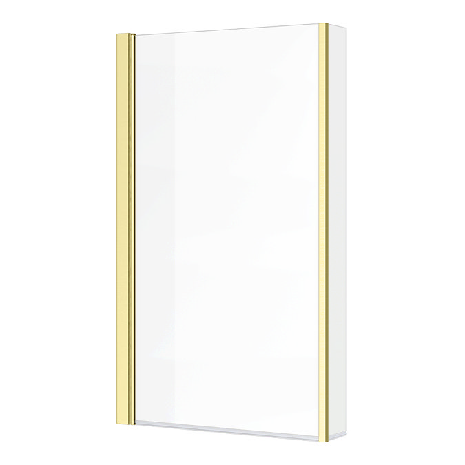 Arezzo Shower Bath - 1700mm L Shaped with Brushed Brass Screen + Matt Grey Panel Feature Large Imag