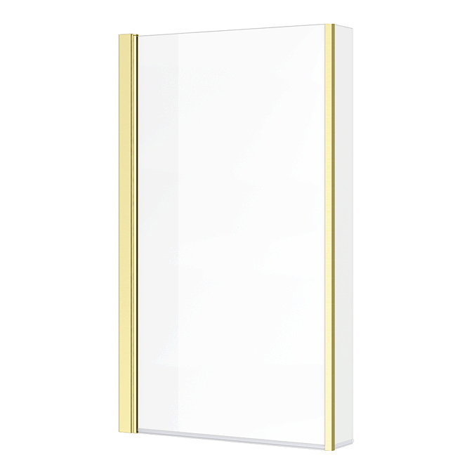Arezzo Shower Bath - 1700mm L Shaped with Brushed Brass Screen + Panel  Feature Large Image