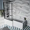 Arezzo Shower Bath - 1700mm L Shaped with Matt Black Grid Screen + Panel