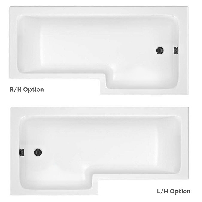 Arezzo Shower Bath - 1700mm L Shaped with Matt Black Screen + Matt Blue Panel Profile Large Image