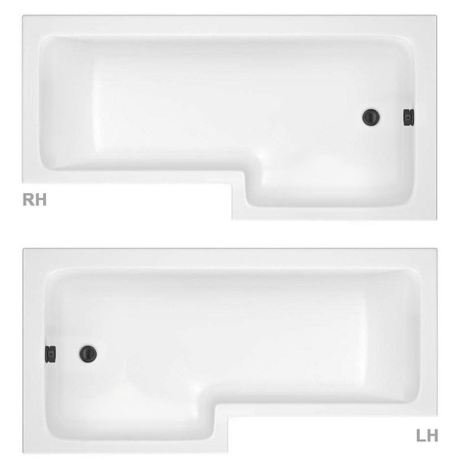 Arezzo Shower Bath - 1700mm L Shaped with Matt Black Screen + Panel  Profile Large Image