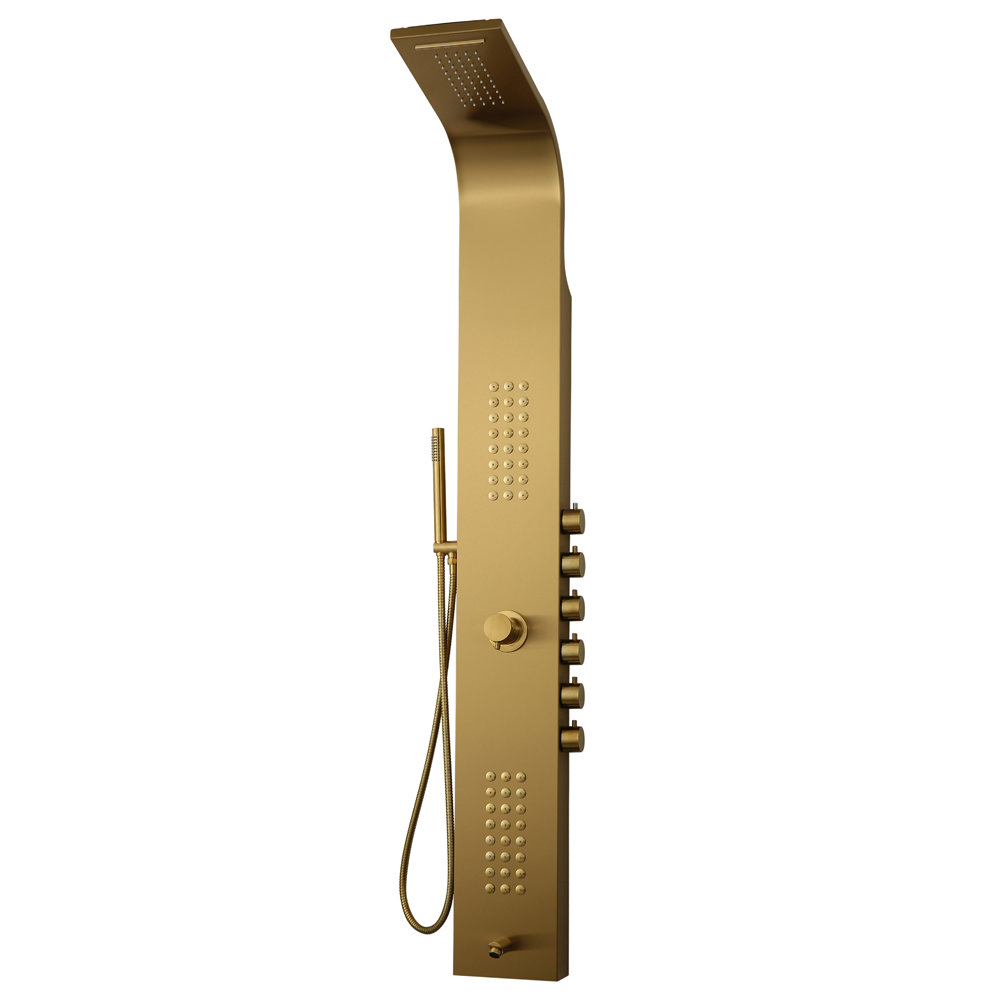 Arezzo Shower Tower Panel Brushed Brass Thermostatic