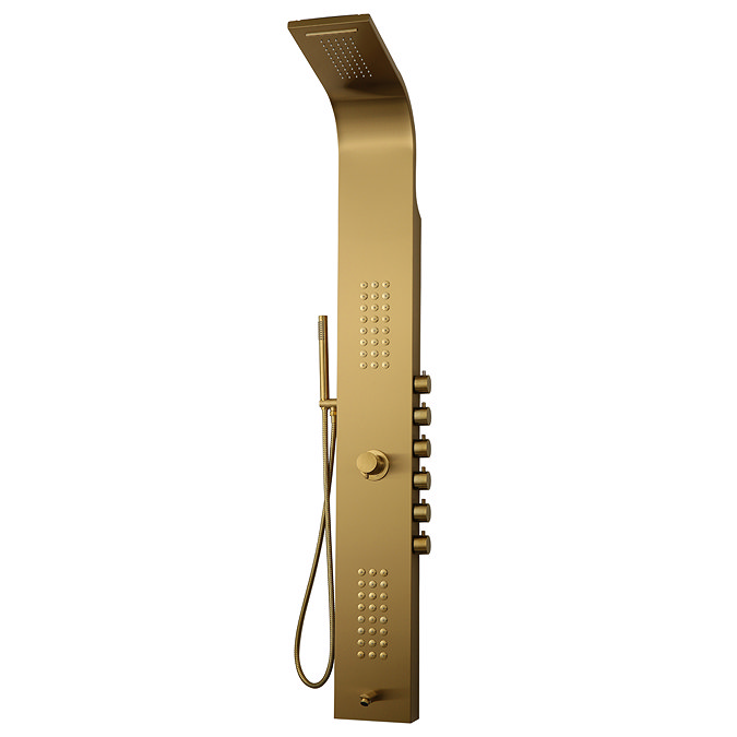 Arezzo Shower Tower Panel - Brushed Brass (Thermostatic)  Newest Large Image