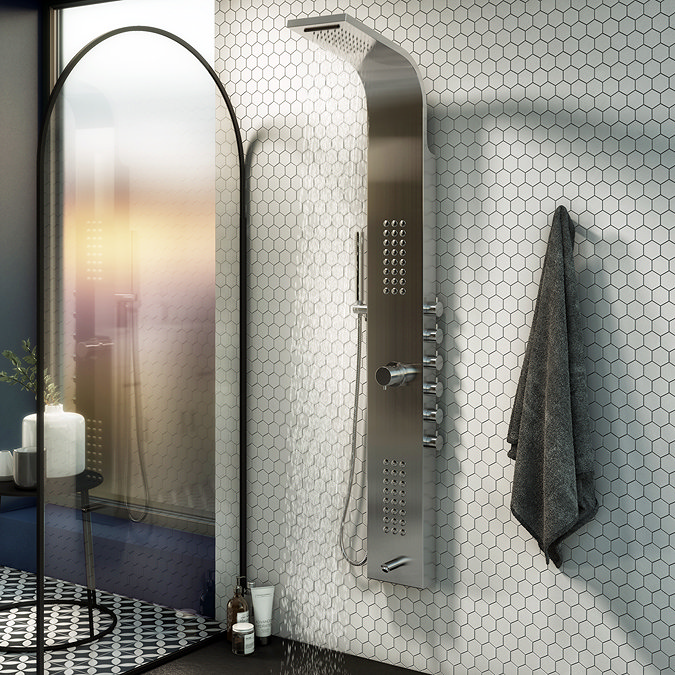 Arezzo Shower Tower Panel - Stainless Steel (Thermostatic) Large Image