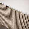 Arezzo Slatted 1200mm Light Oak Curved Wall Mounted Vanity with Round Matt White Basin