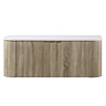 Arezzo Slatted 1200mm Light Oak Curved Wall Mounted Vanity with Round Matt White Basin