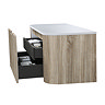 Arezzo Slatted 1200mm Light Oak Curved Wall Mounted Vanity with Round Matt White Basin