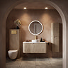 Arezzo Slatted 1200mm Light Oak Curved Wall Mounted Vanity with Round Matt White Basin