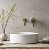 Arezzo Slatted 1200mm Light Oak Curved Wall Mounted Vanity with Round Matt White Basin