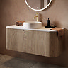 Arezzo Slatted 1200mm Light Oak Curved Wall Mounted Vanity with Round Matt White Basin