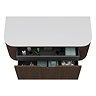 Arezzo Slatted 1200mm Walnut Curved Wall Mounted Vanity with Round Matt White Basin