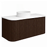 Arezzo Slatted 1200mm Walnut Curved Wall Mounted Vanity with Round Matt White Basin