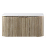 Arezzo Slatted 900mm Light Oak Curved Wall Mounted Vanity with Round Matt White Basin