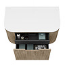 Arezzo Slatted 900mm Light Oak Curved Wall Mounted Vanity with Round Matt White Basin