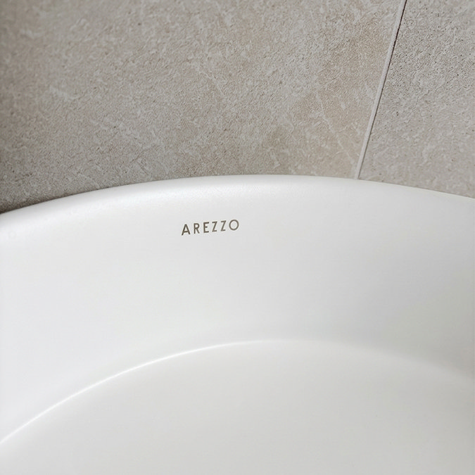 Arezzo Slatted 900mm Light Oak Curved Wall Mounted Vanity with Round Matt White Basin