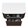 Arezzo Slatted 900mm Walnut Curved Wall Mounted Vanity with Round Matt White Basin