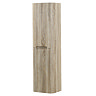 Arezzo Slatted Curved Wall Hung Tall Storage Unit - 1380mm High, Light Oak