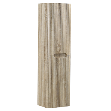 Arezzo Slatted Curved Wall Hung Tall Storage Unit - 1380mm High, Light Oak