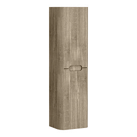 Arezzo Slatted Curved Wall Hung Tall Storage Unit - 1380mm High, Light Oak