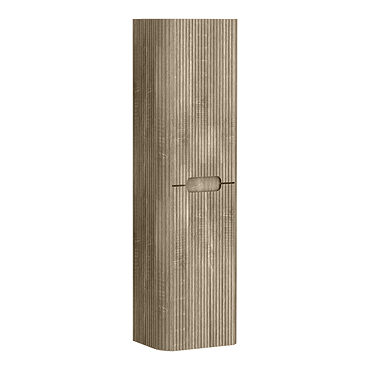 Arezzo Slatted Curved Wall Hung Tall Storage Unit - 1380mm High, Light Oak