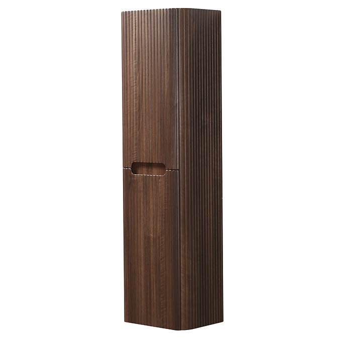 Arezzo Slatted Curved Wall Hung Tall Storage Unit - 1380mm High, Walnut