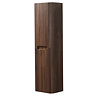 Arezzo Slatted Curved Wall Hung Tall Storage Unit - 1380mm High, Walnut