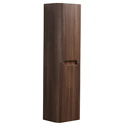 Arezzo Slatted Curved Wall Hung Tall Storage Unit - 1380mm High, Walnut