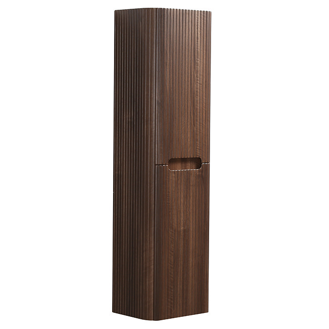 Arezzo Slatted Curved Wall Hung Tall Storage Unit - 1380mm High, Walnut