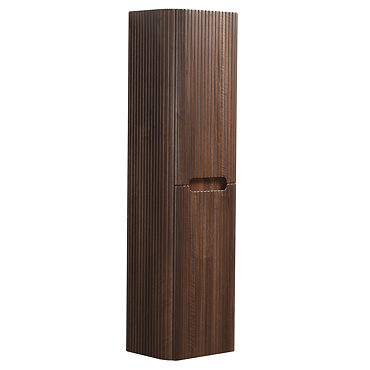 Arezzo Slatted Curved Wall Hung Tall Storage Unit - 1380mm High, Walnut