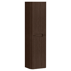 Arezzo Slatted Curved Wall Hung Tall Storage Unit - 1380mm High, Walnut